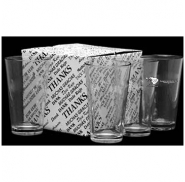 16 oz. Thank You Set of 4 Mixing Glasses- Etch