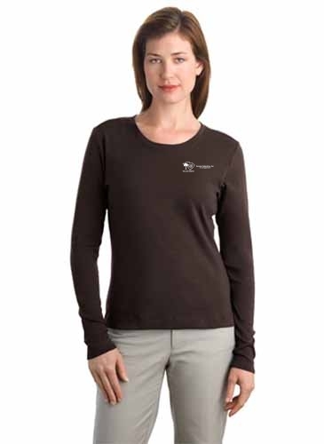 Ladies Modern Stretch Cotton Long Sleeve Scoop Neck Shirt