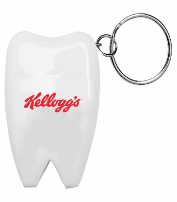 "HAPPY TEETH" Tooth Shaped Dental Floss Dispenser with Keyring