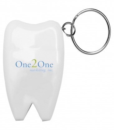 "HAPPY TEETH" Tooth Shaped Dental Floss Dispenser with Keyring