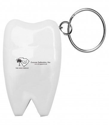 "HAPPY TEETH" Tooth Shaped Dental Floss Dispenser with Keyring