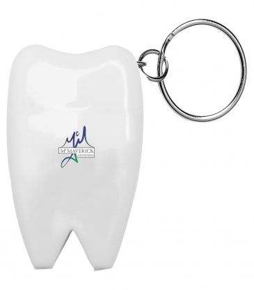"HAPPY TEETH" Tooth Shaped Dental Floss Dispenser with Keyring