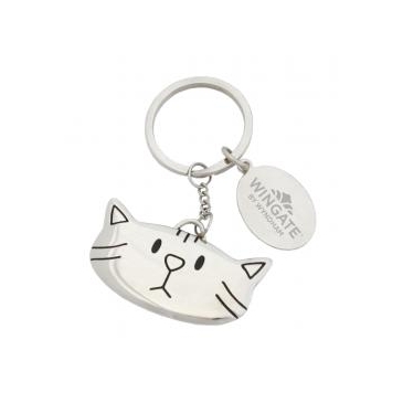 Key Chain With Cat & Hang Tag Charms