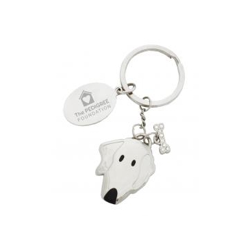 Key Chain With Dog & Hang Tag Charms