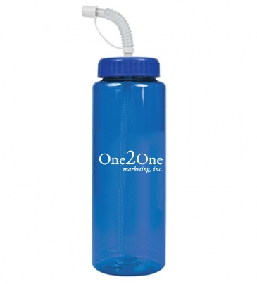 The Guzzler - 32 oz. Trans. Color Bottle-Straw Lid
