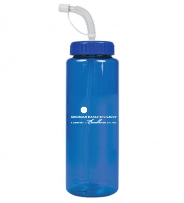 The Guzzler - 32 oz. Trans. Color Bottle-Straw Lid