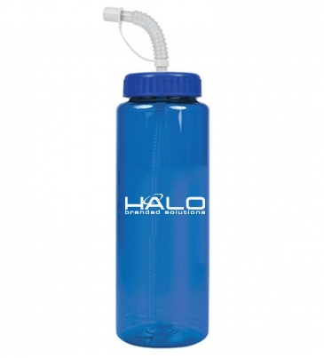 The Guzzler - 32 oz. Trans. Color Bottle-Straw Lid