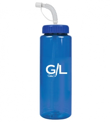 The Guzzler - 32 oz. Trans. Color Bottle-Straw Lid