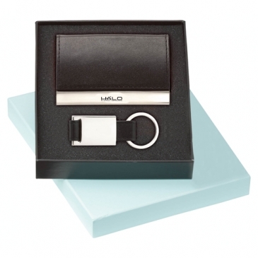 Leather Card Holder & Key Ring Set