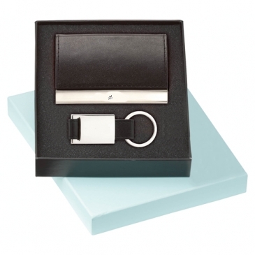 Leather Card Holder & Key Ring Set