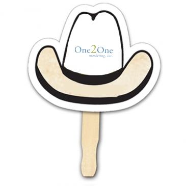 Cowboy Hat Shape Hand Fan, Full Color Digital