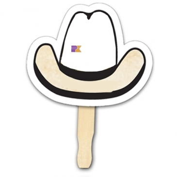 Cowboy Hat Shape Hand Fan, Full Color Digital