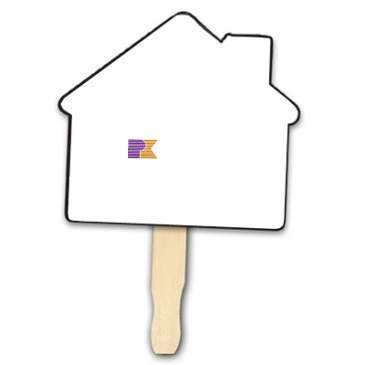 House Shape Hand Fan, Full Color Digital
