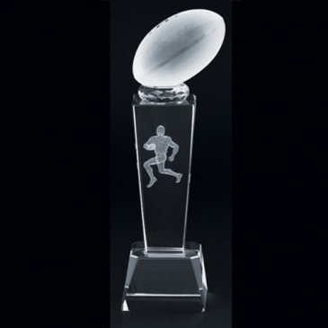 3-D Crystal Sports Trophy-Football