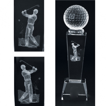 3-D Crystal Sports Trophy-Golf
