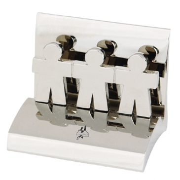 Chrome Metal Business Card Holder - Hand in Hand