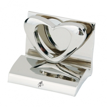 Chrome Metal Business Card Holder - Heart