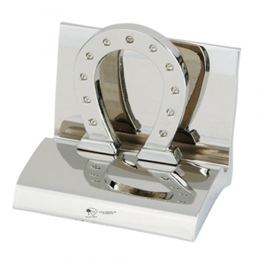 Chrome Metal Business Card Holder - Horse Shoe