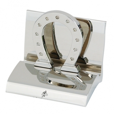 Chrome Metal Business Card Holder - Horse Shoe