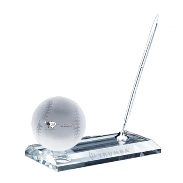 Crystal Baseball Pen Stand Set - Baseball