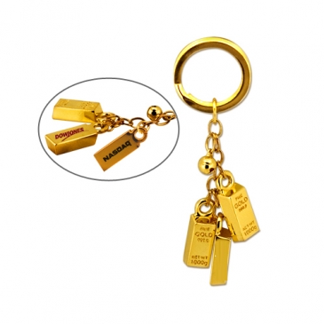 Gold Bar Bell Keychain
