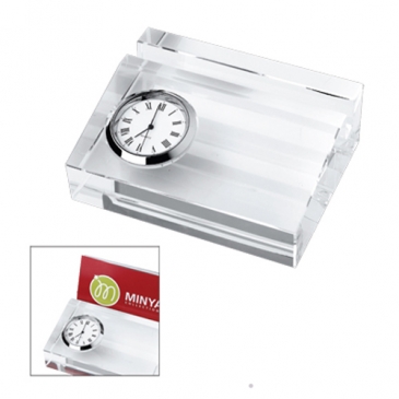 Crystal Card Holder With Clock