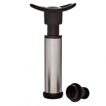 VinoVac™ Stainless Steel Wine Saver System w/Pump & 2 Stoppers