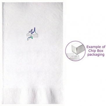 White 3-ply Dinner Napkins, Coin Edge Embossed