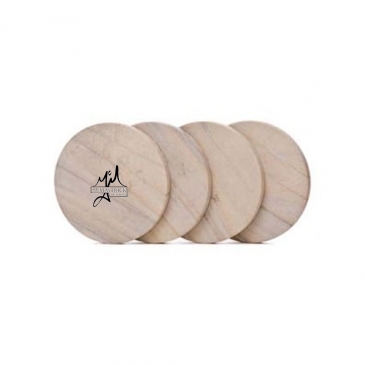 Set of 4 Natural Radiant Sandstone Round Coasters