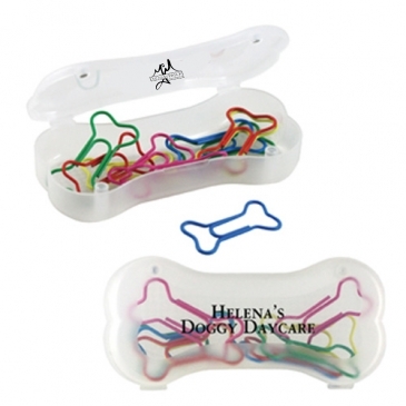 Dog Bone Shaped Paper Clips & Case