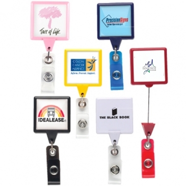 JUMBO Square Badge Reel w/ Alligator Clip (opaque colors)