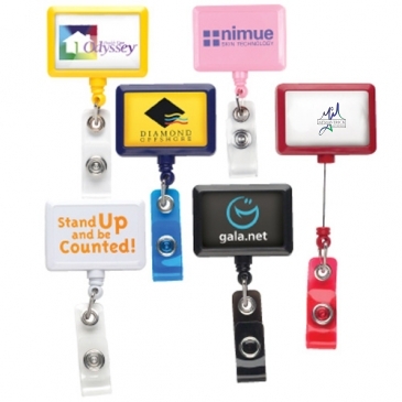 JUMBO Rectangle Badge Reel w/ Alligator Clip (opaque colors)