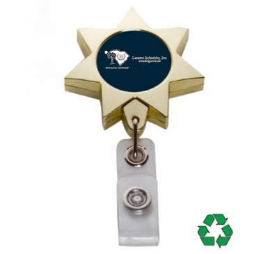 Gold Seven Point Star Badge Reel