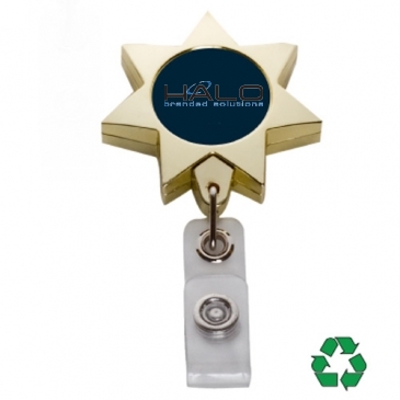 Gold Seven Point Star Badge Reel