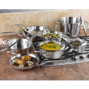 13 Pc. Contemporary Stainless Steel Cookware Set