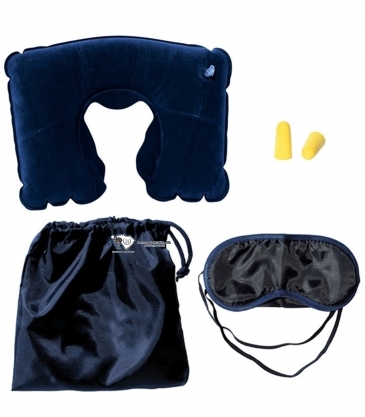 Travel Pillow Kit with Ear Plugs & Eye Mask