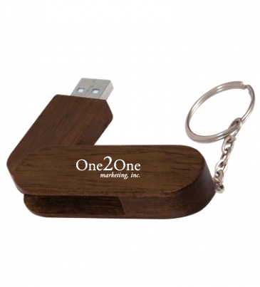 1 GB Bamboo Bullet Keyring USB 2.0 Flash Drive