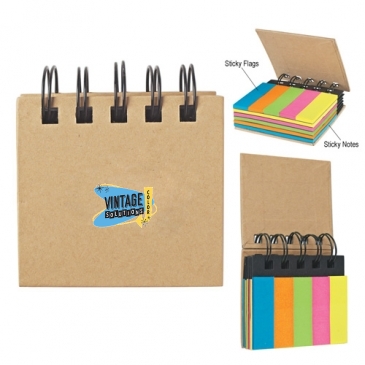 Spiral Book With Sticky Notes And Flags