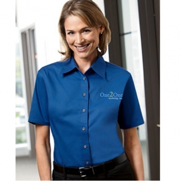 Ladies' Easy Blend™ Short-Sleeve Twill Shirt