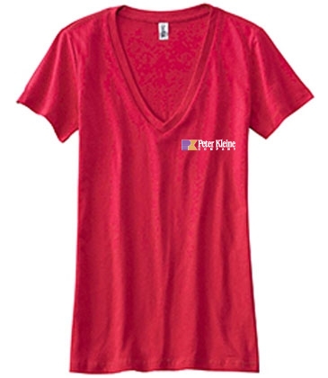 Ladies' Jersey Short-Sleeve Deep V-Neck T-Shirt