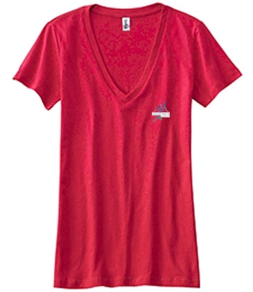 Ladies' Jersey Short-Sleeve Deep V-Neck T-Shirt