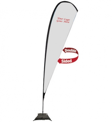 15'Tear Drop Sail Sign Banner Kit Double-Sided with Scissor Base