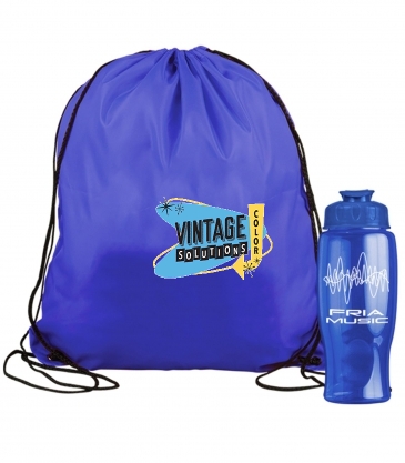 Bottle in a Drawstring Backpack Combo Kit