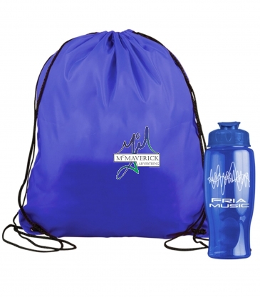 Bottle in a Drawstring Backpack Combo Kit