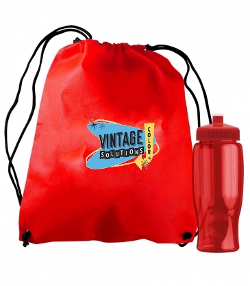 Bottle in Non-woven Drawstring Backpack kit