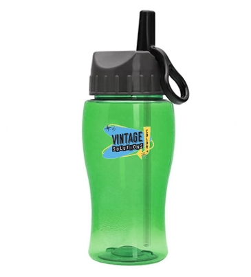 Poly-Pure Jr. - 18 Oz. Transparent Bottle With Ring Straw Lid