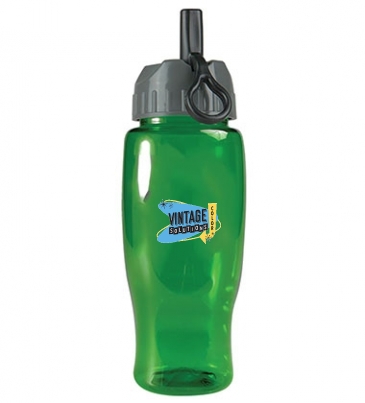 Poly-Pure - 27 oz. Transparent Bottle -Flip Straw Lid