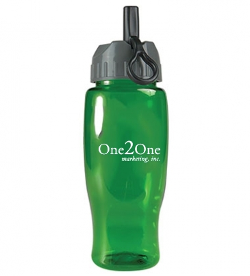 Poly-Pure - 27 oz. Transparent Bottle -Flip Straw Lid
