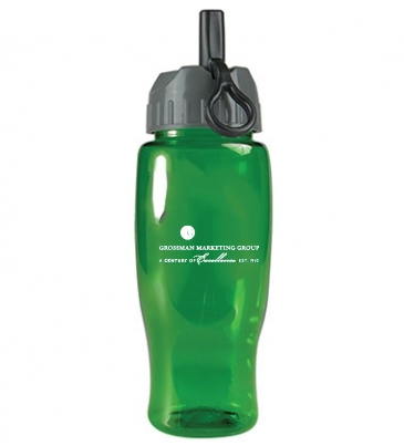 Poly-Pure - 27 oz. Transparent Bottle -Flip Straw Lid