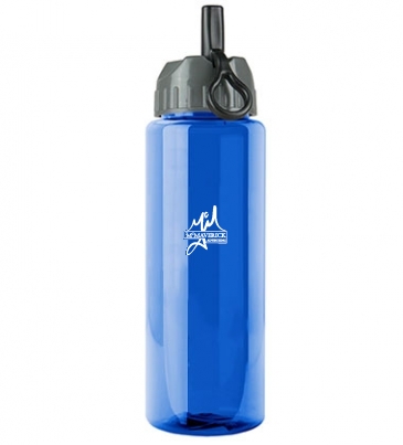 The Guzzler - 32 oz. Trans. Bottle- Flip Straw Lid